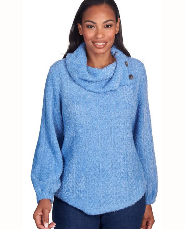 RUBY ROAD 38154 EYELASH SWEATER FRENCH BLUE