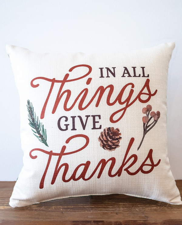 LITTLE BIRDIE FAL0059 GIVE THANKS SQUARE PILLOW