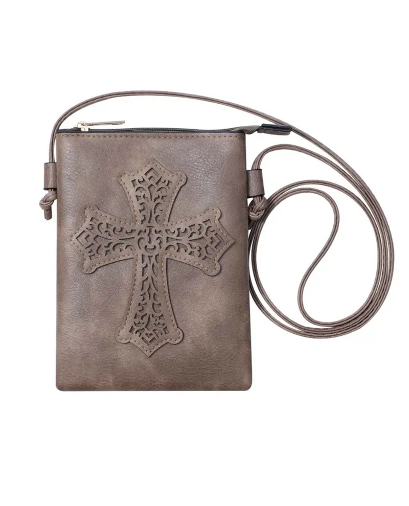 CROSS LASER CUT CROSS BODY BAG HG257 taupe