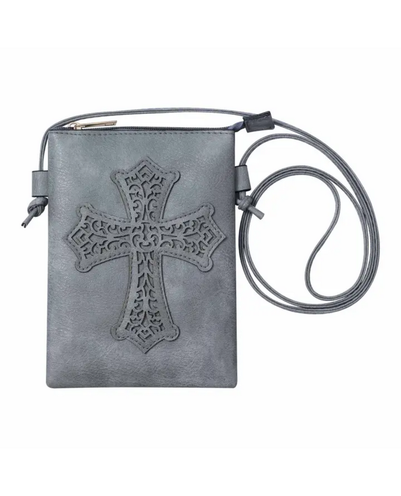 CROSS LASER CUT CROSS BODY BAG HG257 grey