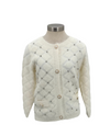 ON BLUE OBJ2309-194 EYELASH PEARN BUTTON W STUD DETAIL CARDIGAN ivory