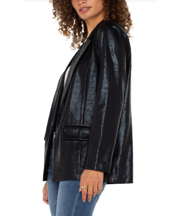 LIVERPOOL LM1210EV12  BOYFRIEND BLAZER BLACK CRACKLE