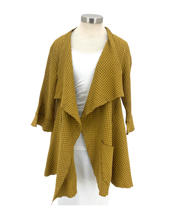 FOCUS FASHION BW-103 COTTON WAFFLE CARDIGAN sunflower