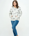 ZH-103 DANCING CAT PRINT ZIPPED HOODIE grey