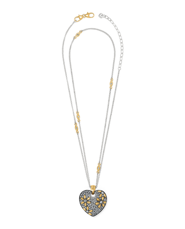 BRIGHTON JM7647 GARDEN OF LOVE GOLD HEART CONVERTIBLE REVERSIBLE NECKLACE