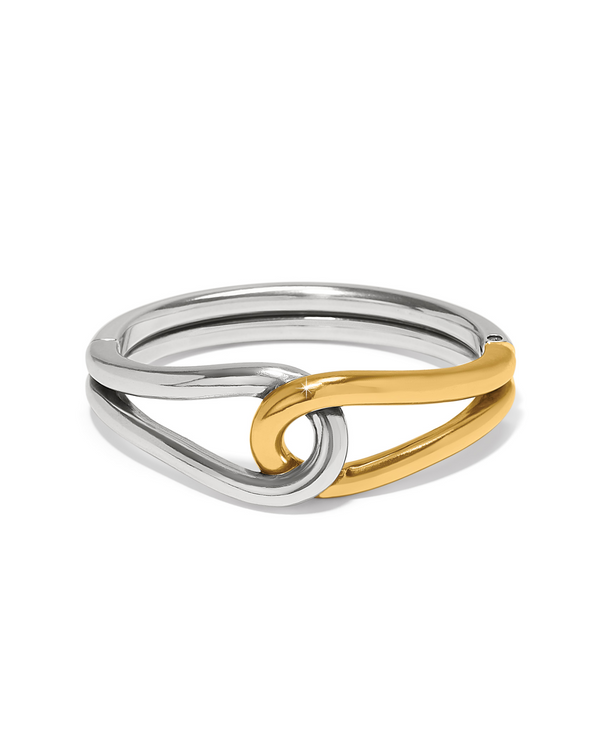 BRIGHTON JF0256 INTERLOK CURVE 2 TONE HINGE BANGLE BRACELET