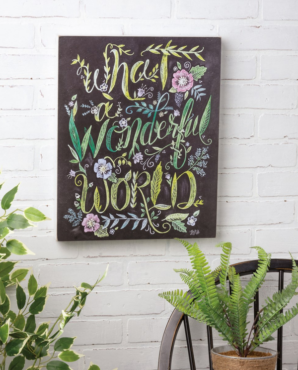 PBK 112947 WONDERFUL WORLD WOOD SIGN