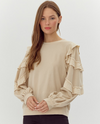 JODIFL G11874 RUFFLE TRIM SWEATSHIRT