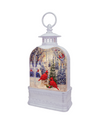 74556-C CARDINAL ON BIRCH DOME GLITTER LANTERN