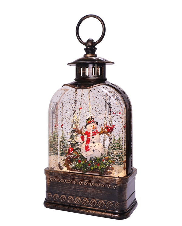 74537-C SNOWY PINES DOME GLITTER LANTERN