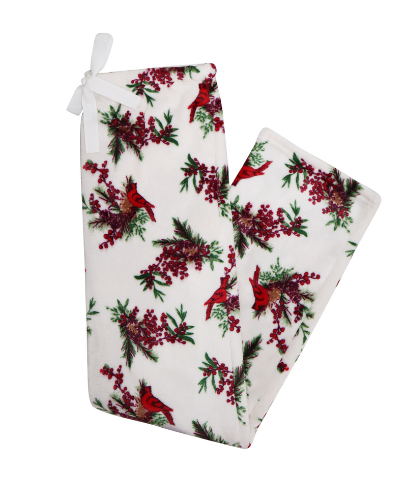 74084-F CHRISTMAS CARDINAL VELVETY PLUSH PJ PANT