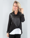 MICHAEL TYLER 2764 MOCK ZIP COWL NECK LONG SLEEVE TOP black