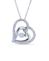 13349 STERLING/CZ HEARTBEAT PENDANT HEART NECKLACE