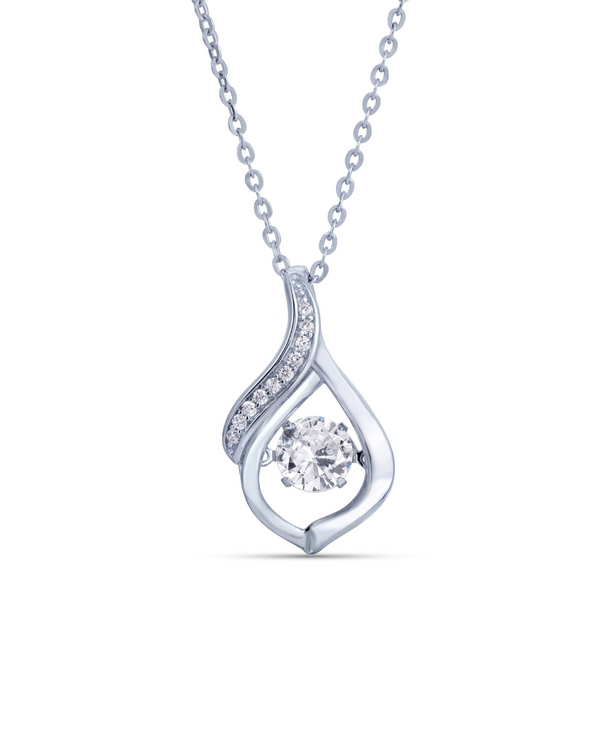 02535 STERLING/CZ HEARTBEAT PENDANT NECKLACE