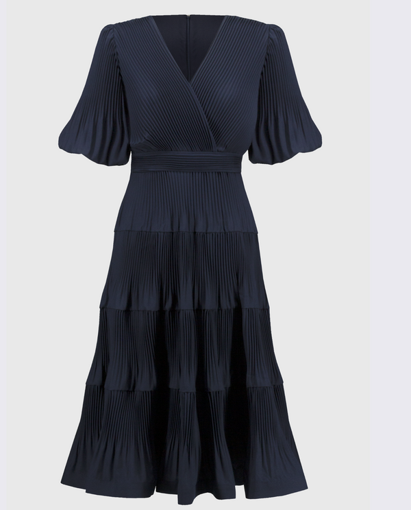 JOSEPH RIBKOFF 251905 PLEATED DRESS navy