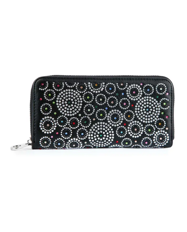 Pattern Rhinestone Circles Wallet BLW-5734 BLACK