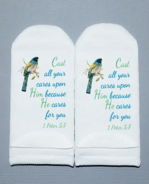 STANDING ON THE WORD 1 PETER 5:7 CAST YOUR CARE SOCKS