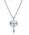 10752 STERLING SILVER CZ DANCING STONE KEY NECKLACE