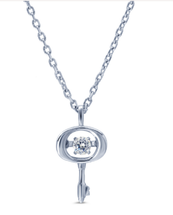 10752 STERLING SILVER CZ DANCING STONE KEY NECKLACE
