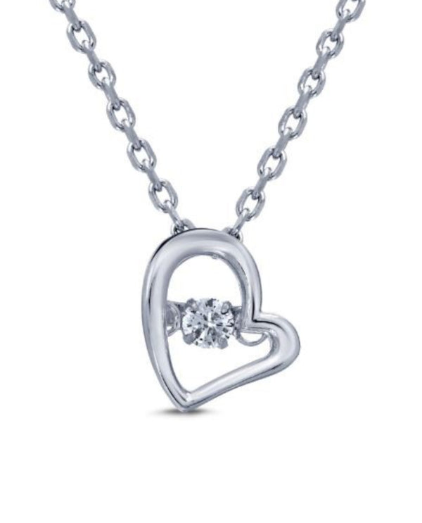 10777 STERLING SILVER CZ DANCING STONE HEART NECKLACE