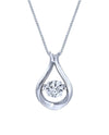 10990 STERLING CZ HEARTBEAT DANCING STONE TEARDROP PENDANT NECKLACE CLEAR