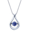 10990 STERLING CZ HEARTBEAT DANCING STONE TEARDROP PENDANT NECKLACE TANZANITE