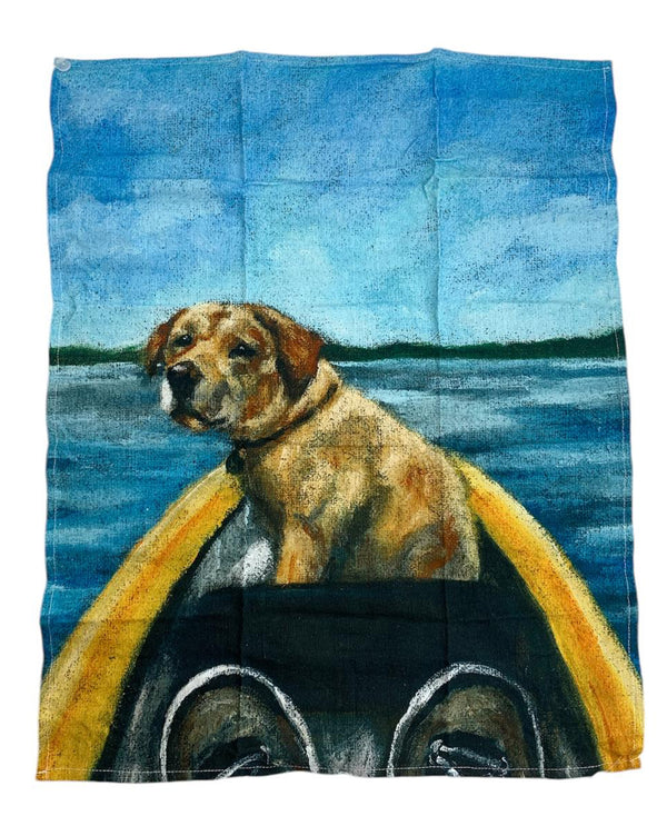 PBK 110468 DOG IN CANOE TOWEL