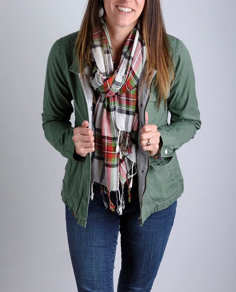 111159 RED PLAID SCARF