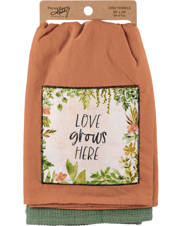 112418 LOVE GROWS HERE KITCHEN TOWEL SET