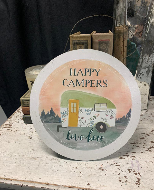 113715 HAPPY CAMPERS LIVE HERE HANGING DECOR