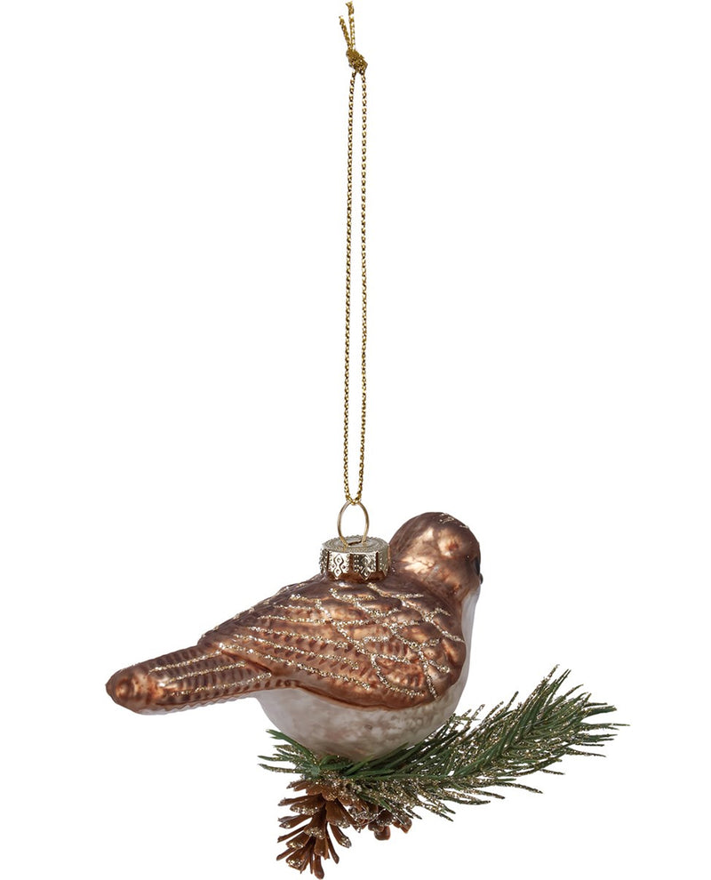 114453 PARTRIDGE GLASS ORNAMENT