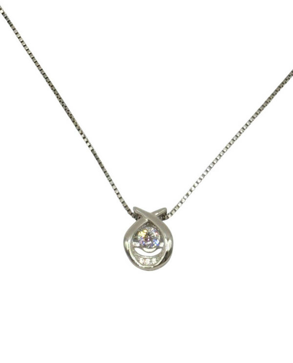 11708 STERLING/CZ HEARTBEAT PENDANT NECKLACE11708 STERLING/CZ HEARTBEAT PENDANT NECKLACE SILVER
