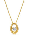 11722 STERLING SILVER CZ DANCING STONE OVAL NECKLACE GOLD