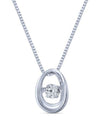 11722 STERLING SILVER CZ DANCING STONE OVAL NECKLACE SILVER