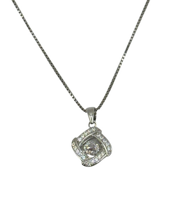11737 STERLING SILVER CZ DANCING STONE NECKLACE