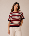 PINCH 7063WS STRIPED SHORT SSLEEVE CROCHET TOP