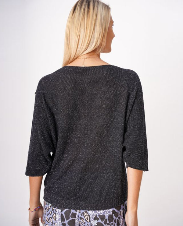 MADE IN ITALY 12062 SHIMMER SWEATER BLACK