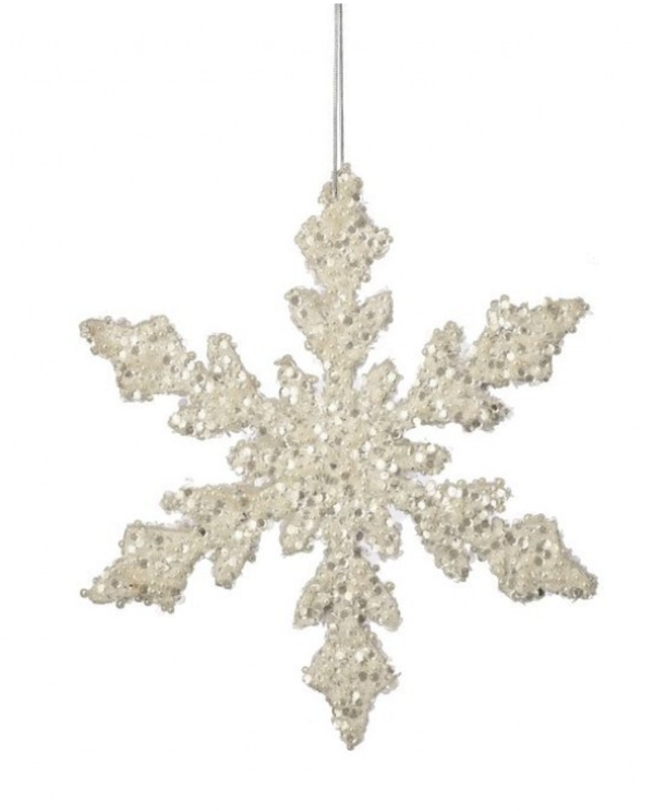 12" ICED SEQUIN & PEARL SNOWFLAKE MTX75984