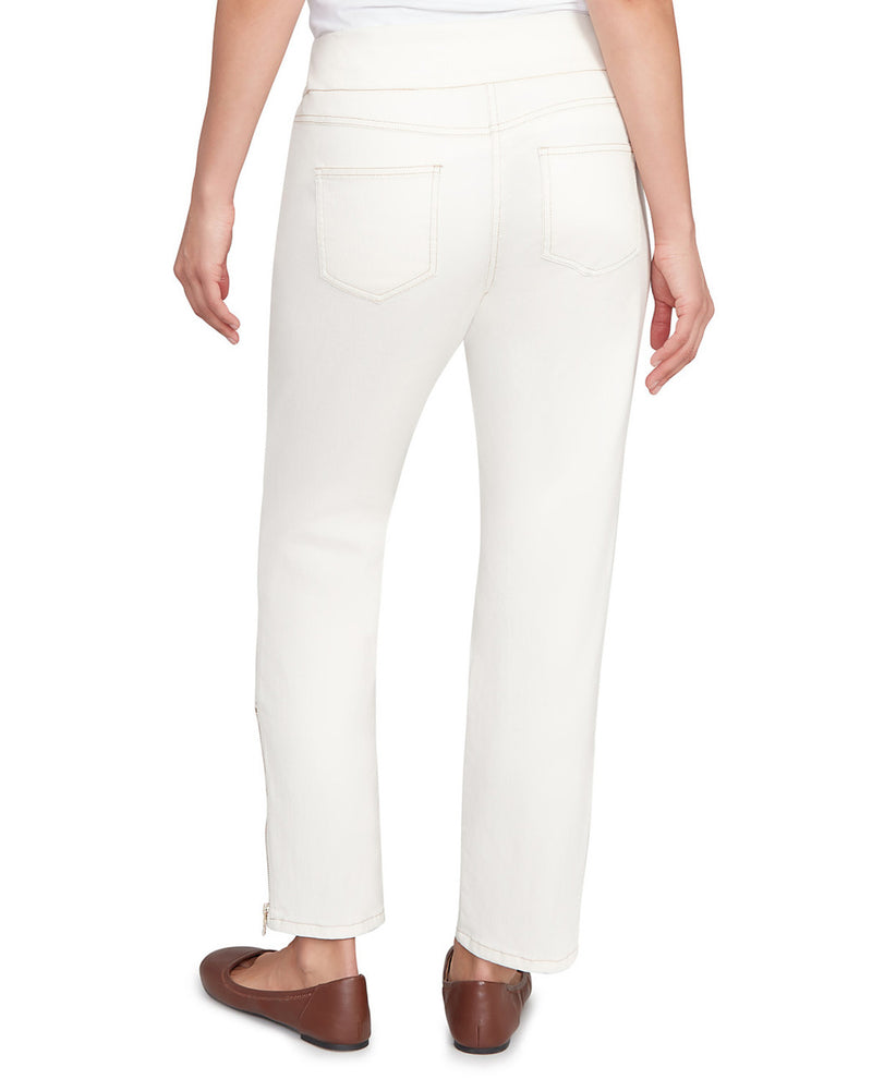RUBY RD 13301 CONTOUR WAISTBAND ANKLE PANT IVORY