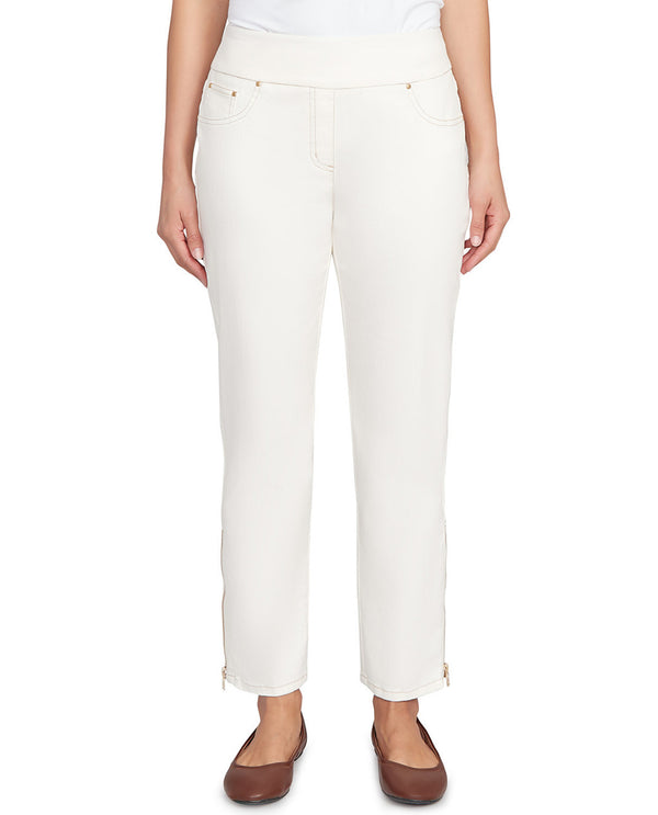 RUBY RD 13301 CONTOUR WAISTBAND ANKLE PANT IVORY