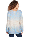 RUBY RD 13355 OMBRE PATTERED SCOOP TOP BLUE/IVORY