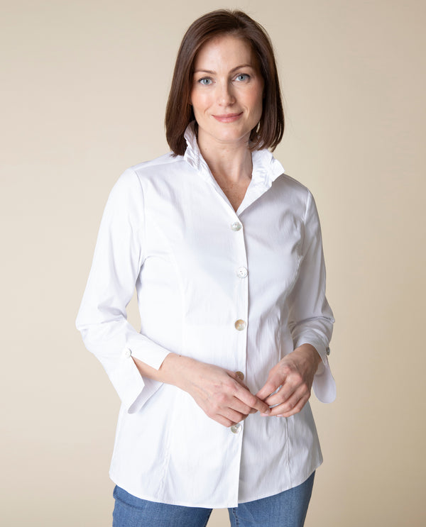 HABITAT 15060 SCULPTED COLLAR TUNIC SHIRT WHITE