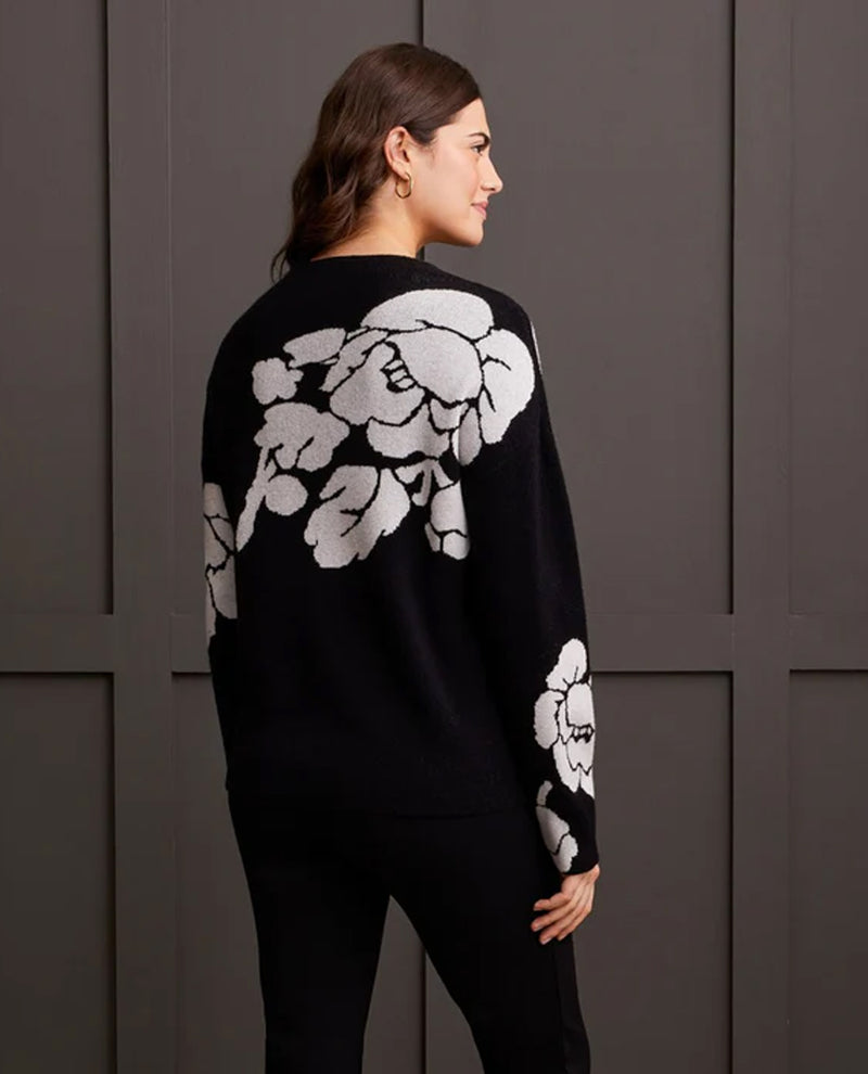 TRIBAL 1542O LONG SLEEVE FUNNEL NECK SWEATER BLACK