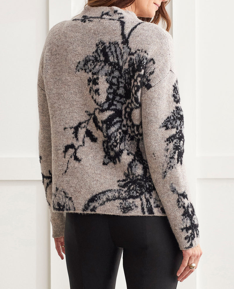 TRIBAL 1542O LONG SLEEVE FUNNEL NECK SWEATER OYSTER