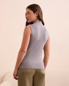 TRIBAL 1561O SLEEVELESS MOCK NECK TOP GREY MIX