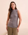 TRIBAL 1561O SLEEVELESS MOCK NECK TOP GREY MIX