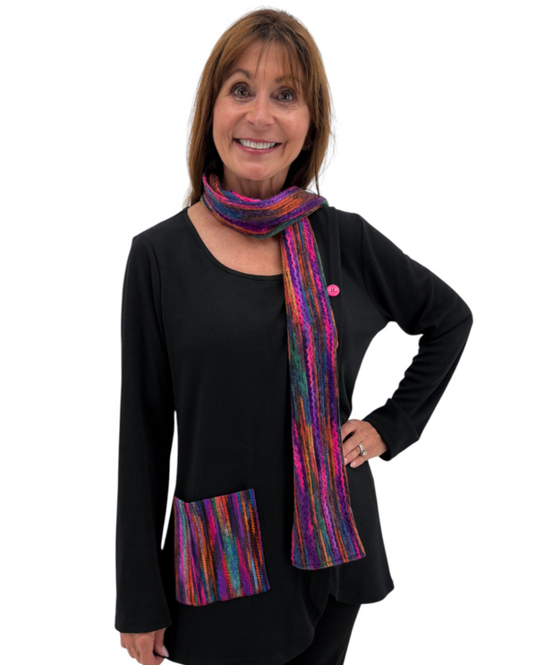 RADZOLI ANN23584 SOLID TOP WITH STRIPE SCARF