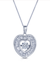 12123 STERLING SILVER CZ DANCING STONE HEART NECKLACE