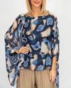 MADE IN ITALY PRINT SILK KAFTAN NAVY SAND