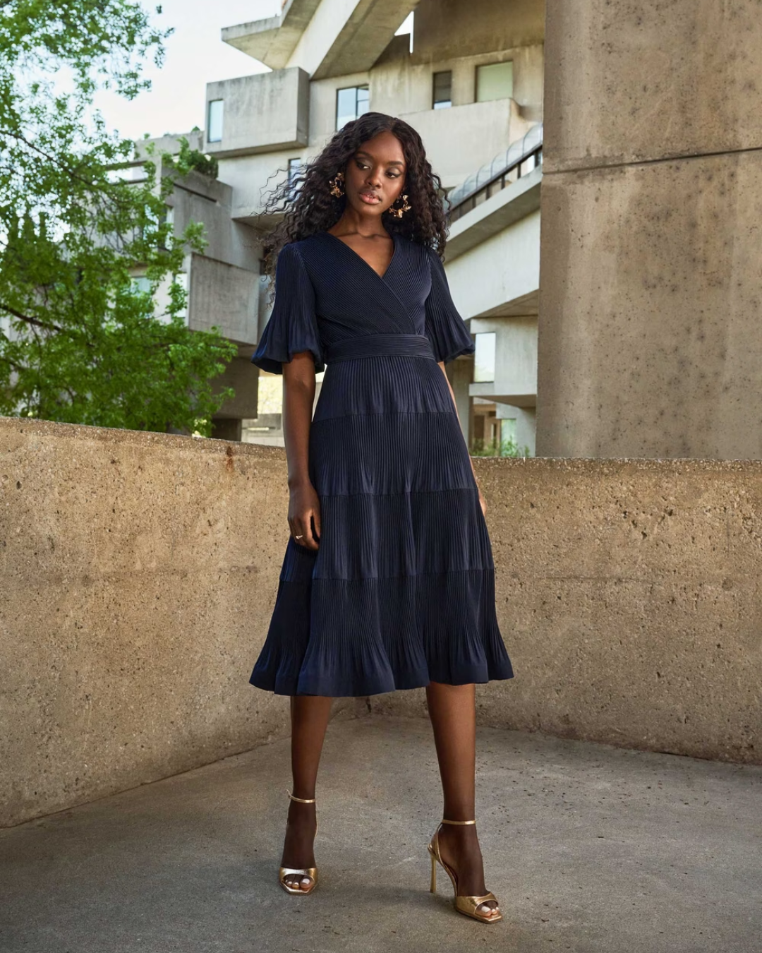 FRANK LYMAN 228174 DOUBLE RUFFLE HEM SLVS DRESS